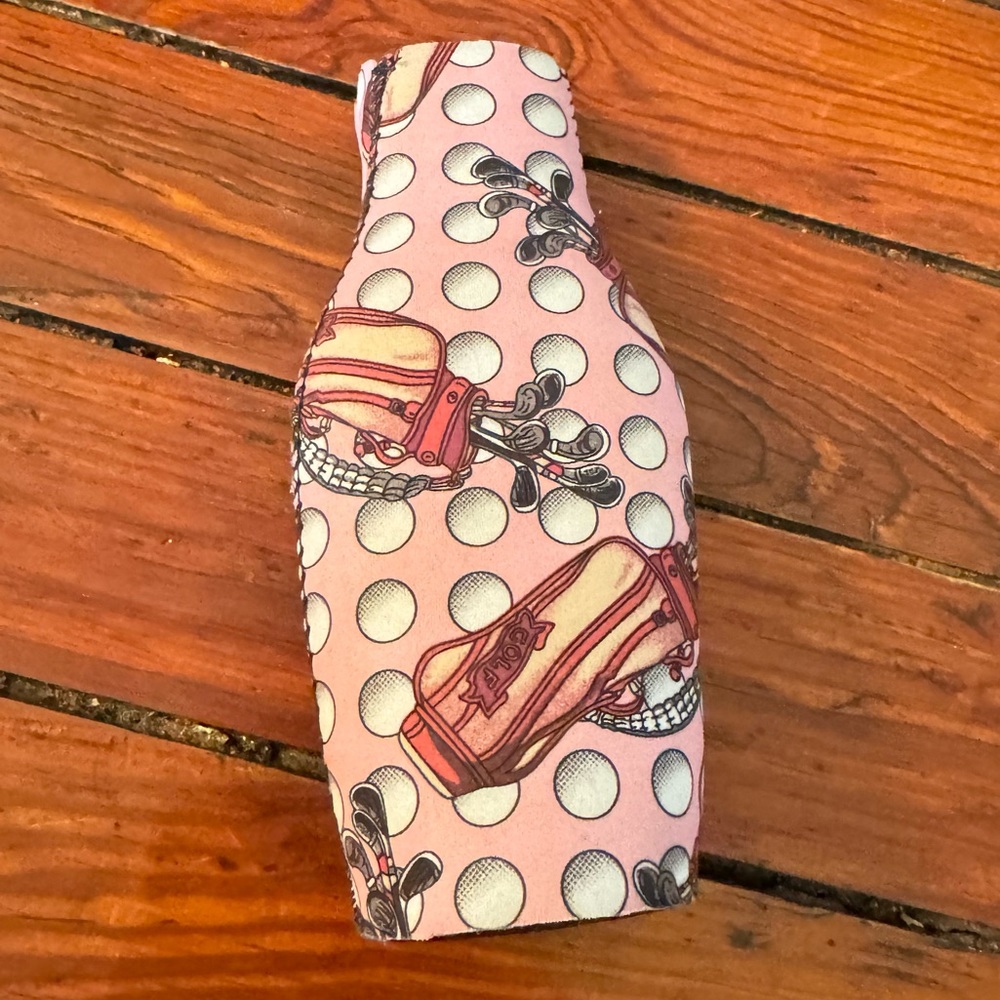 🧩 3/$20 Pink Golf Bag Zip Up Koozie Bottle Holder